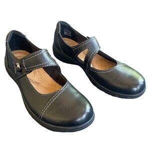 Clarks Carleigh Jane Women's Leather Maryjane Flat Loafers Comfort Sz 10M Black‎